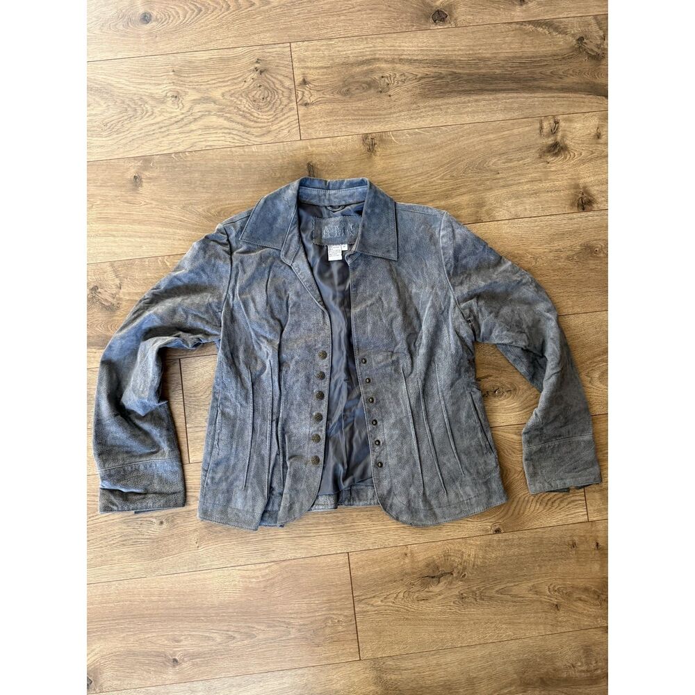 AMI M Suede Leather M Grey Military pleated jacket y2k